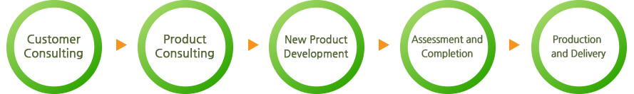 Customer Consulting > Product Consulting > New Product Development > Assessment and Completion > Production and Delivery
